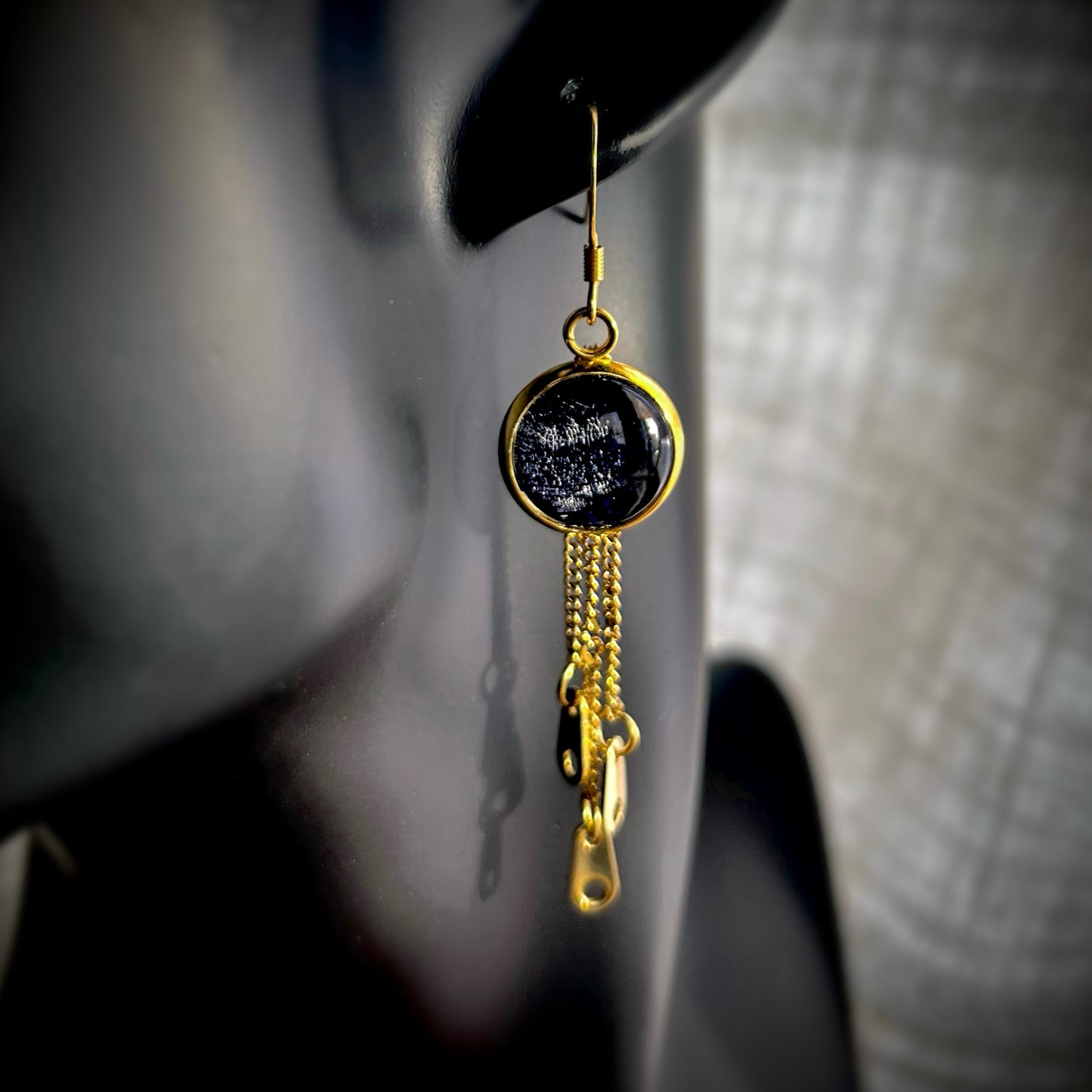 Euphea Variegata Verso Dragonfly Wing Gold Earrings - 12mm