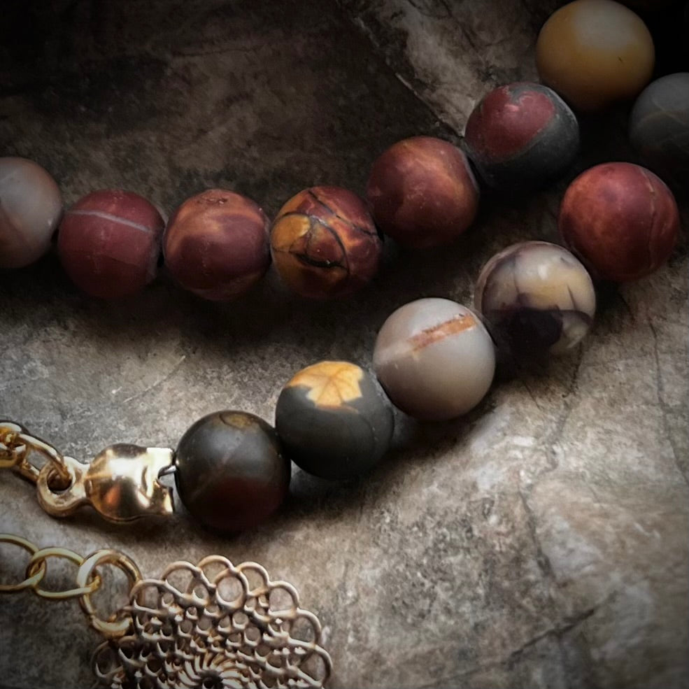 Genuine Raw Red River Jasper Double Wrap Bracelet