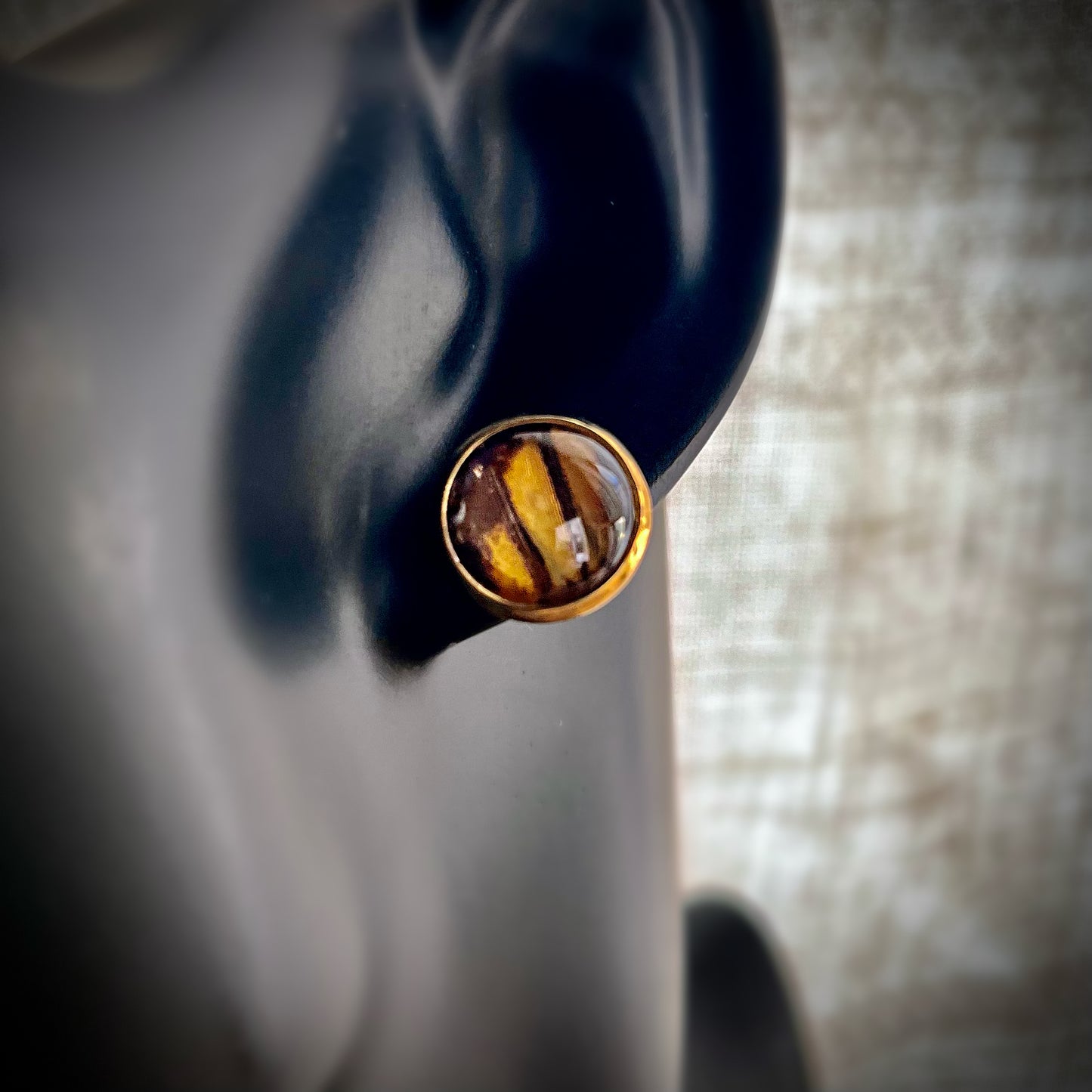 Monarch Butterfly Wing Gold Earrings - 14mm