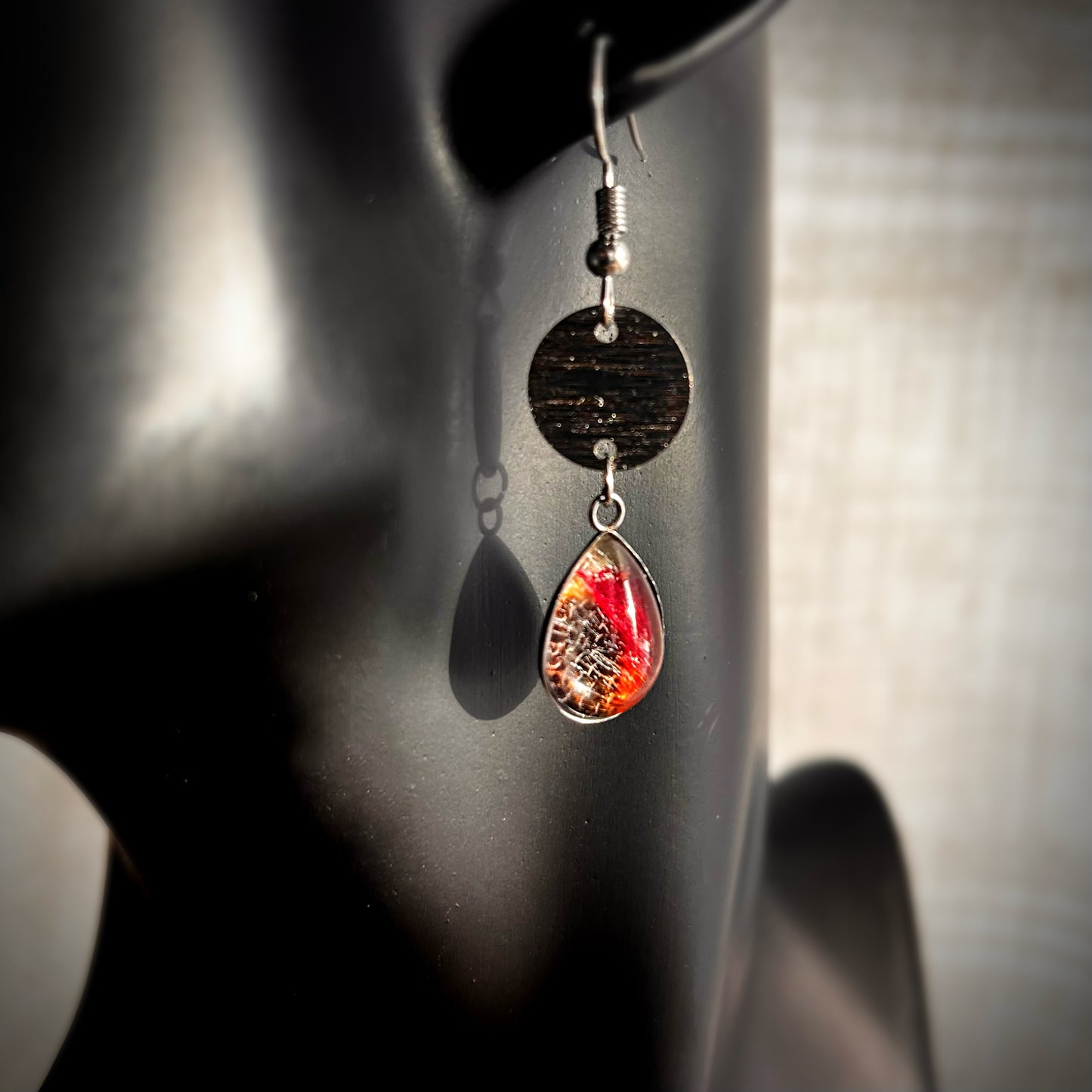 Flower Mantis Wing Silver Earrings - 17.5x10.5mm