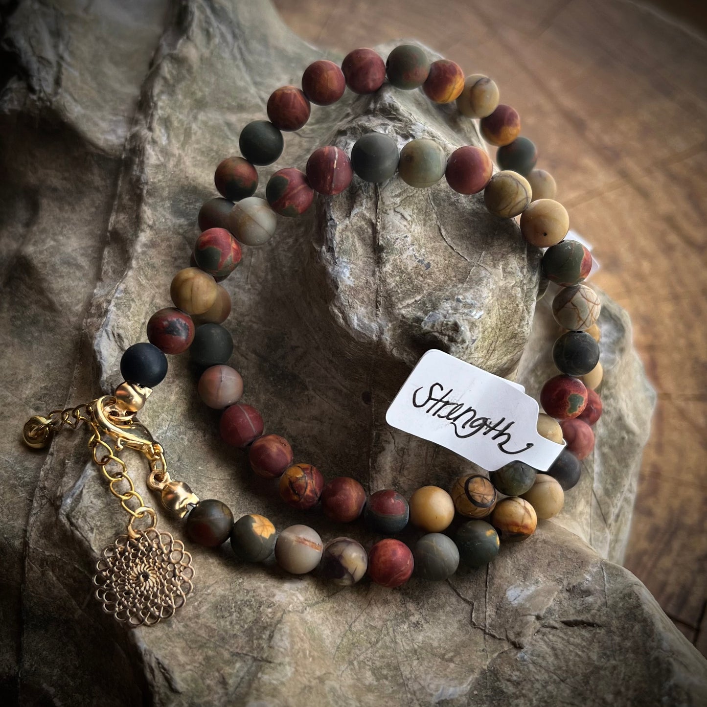 Genuine Raw Red River Jasper Double Wrap Bracelet