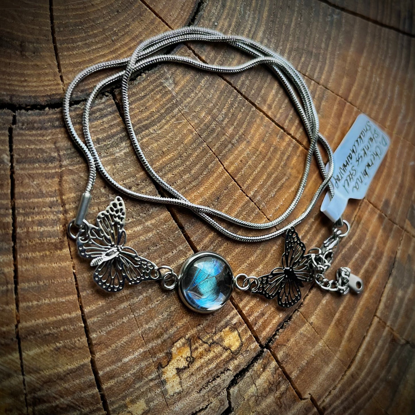 Doxocopa Cherubina Butterfly Wing Silver Tri-Wrap Bracelet - 12mm