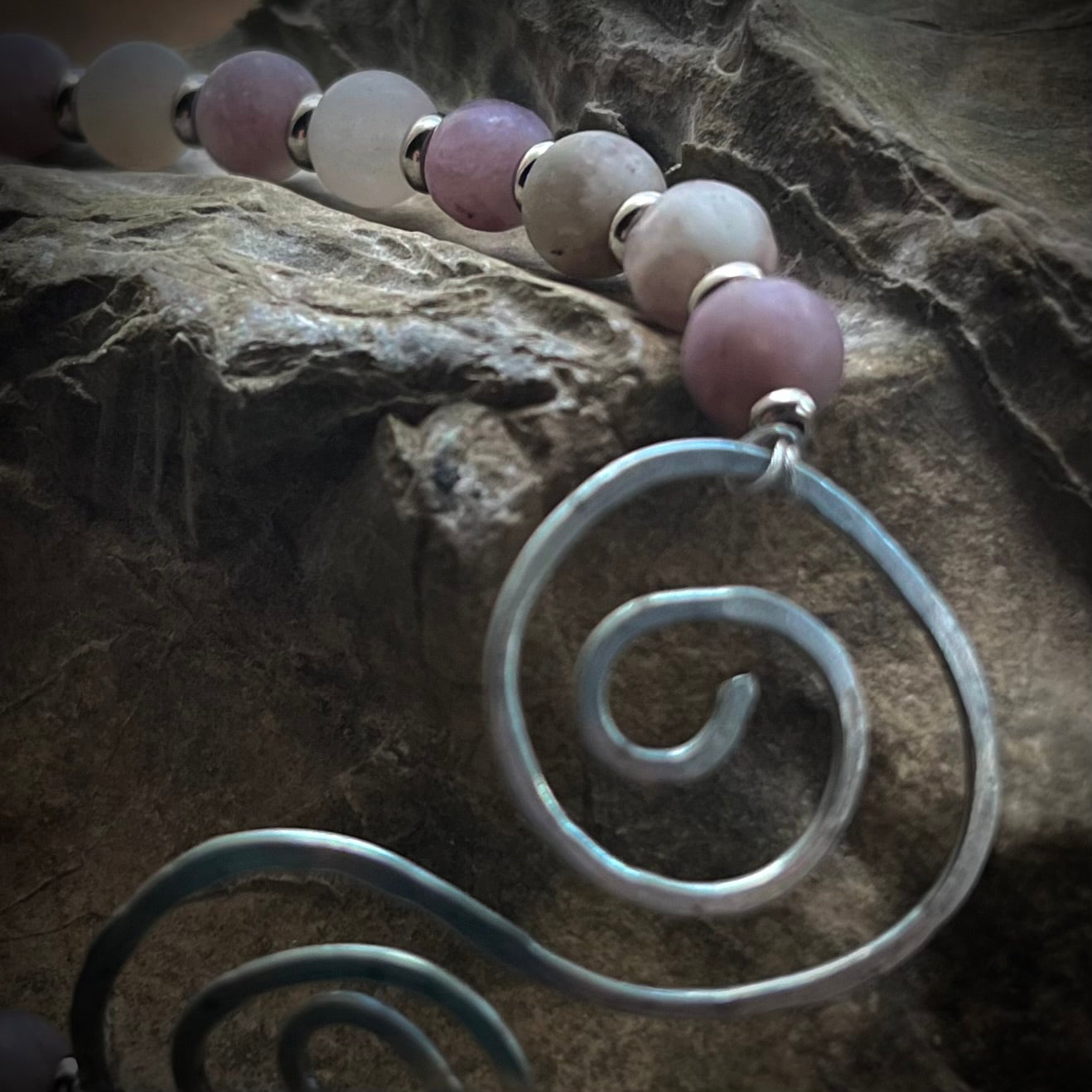 Genuine Raw Amethyst Double Spiral Bracelet