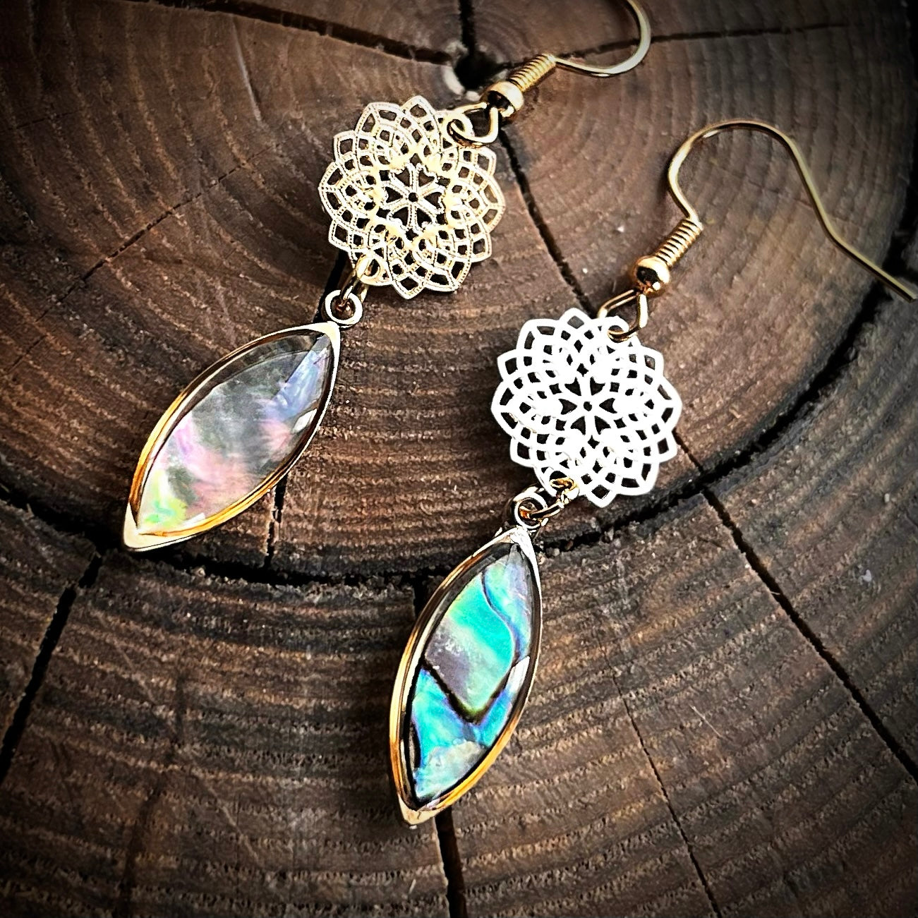Abalone Shell Gold Earrings